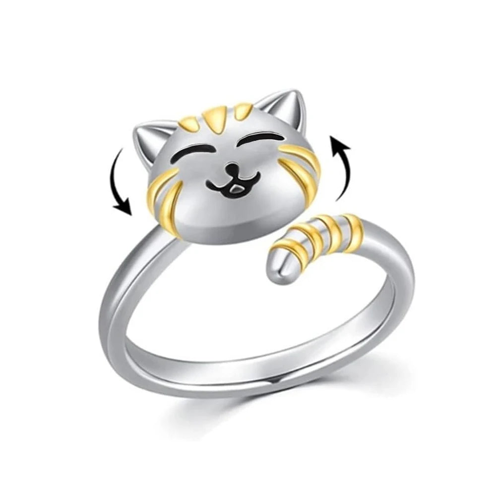 Cute Cartoon Cat Spinning Ring