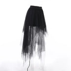 Punk Net Yarn High-Waisted Asymmetric Skirt