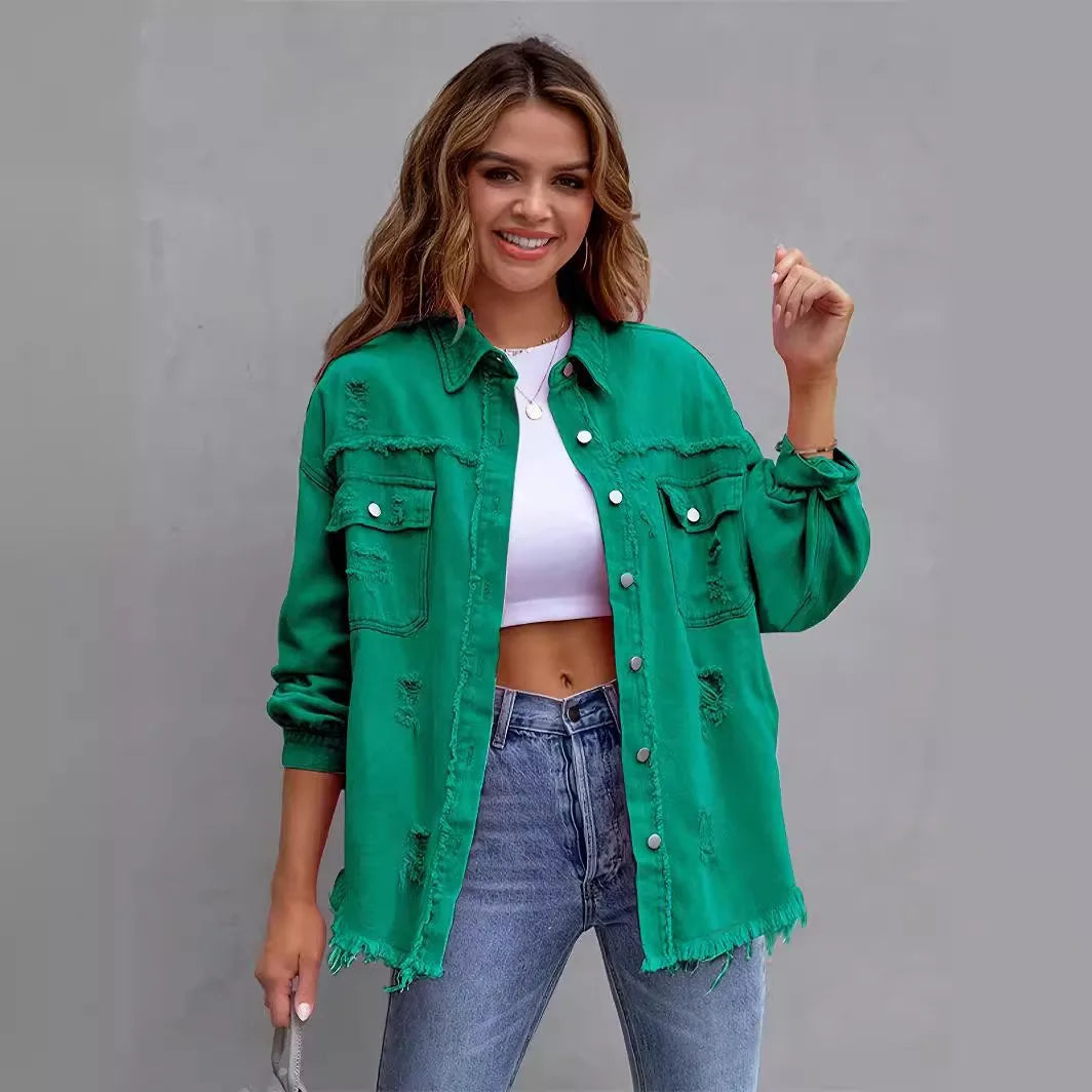 Mid-length Long-Sleeved Denim Jacket