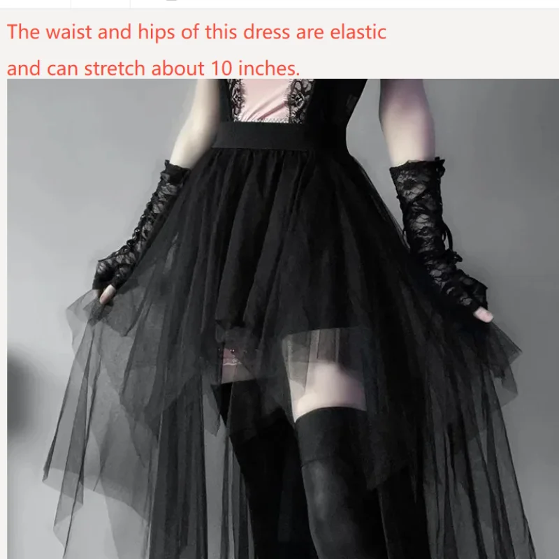 Punk Net Yarn High-Waisted Asymmetric Skirt