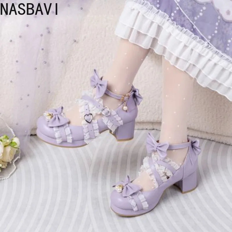 NASBAVI White Lace  Platform  Shoes