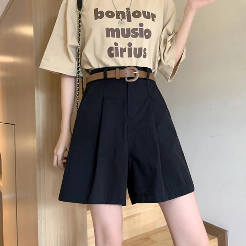 High Waist  Workwear Shorts