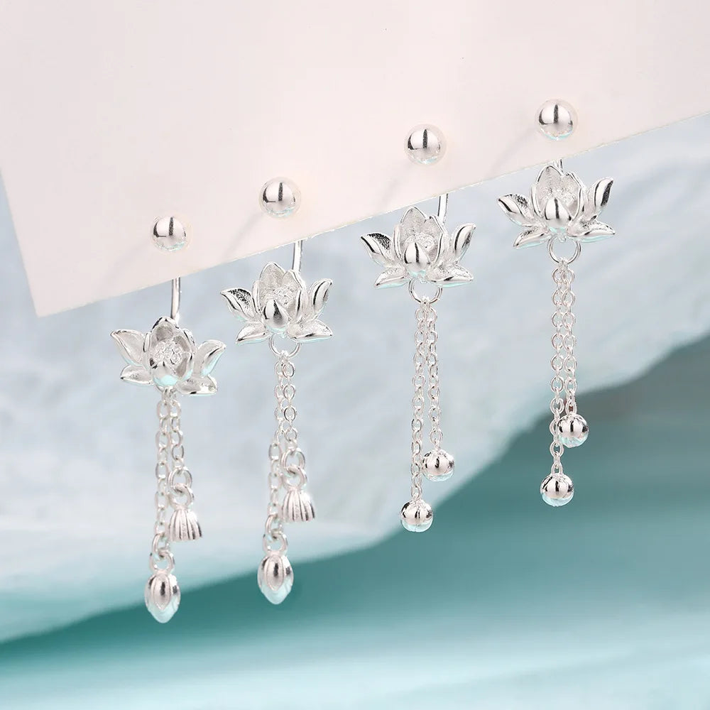 925 Sterling Silver Lotus Earrings