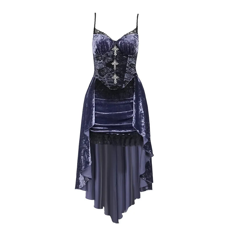 Goth Dark Gorgeous Victoria Velvet A-line Dress