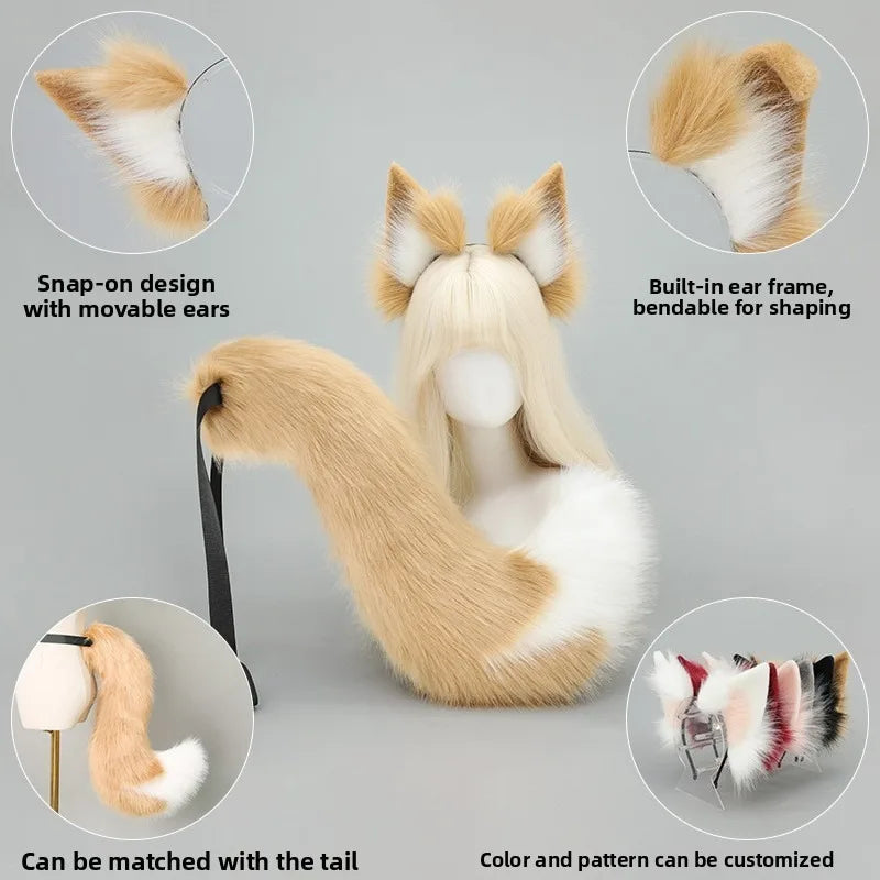 2Pcs/set Furry Fox Ear/Tail