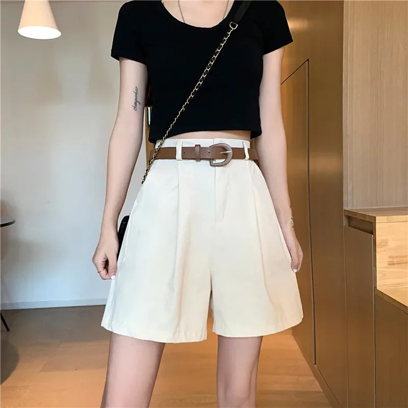 High Waist  Workwear Shorts