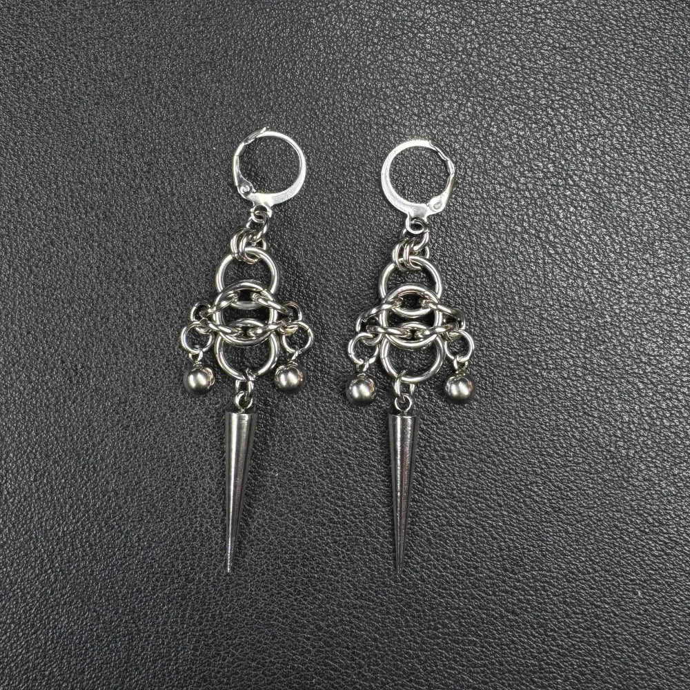 Punk Chain Splicing Rivet Earrings