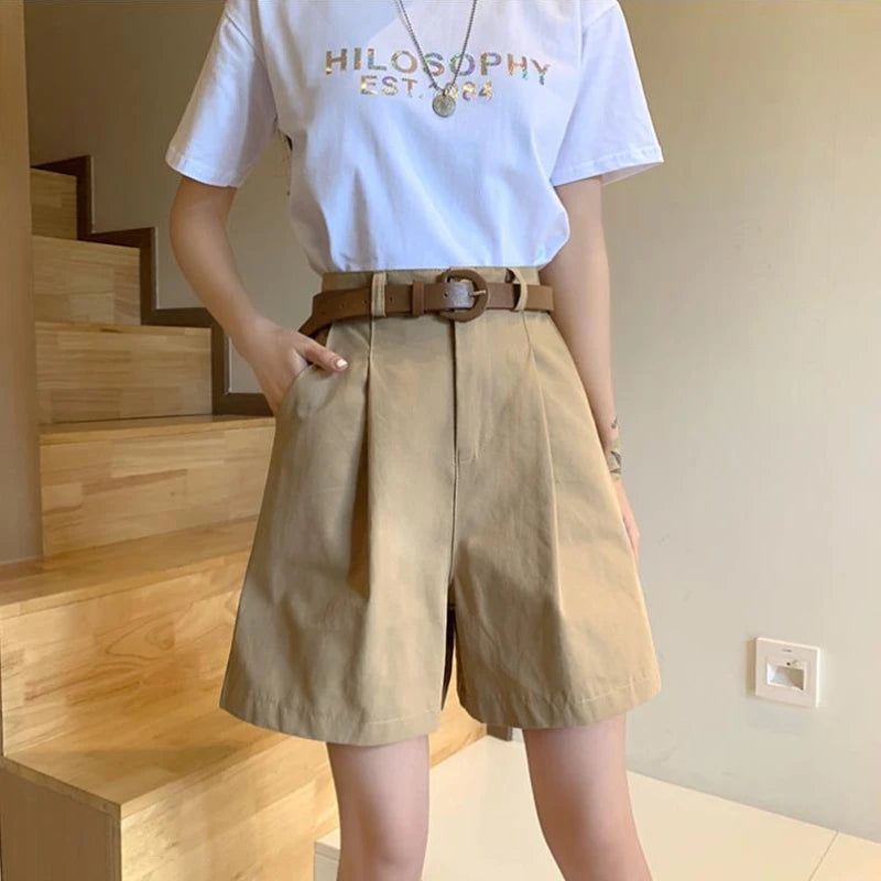 High Waist  Workwear Shorts