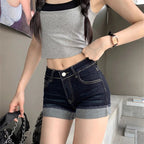 Retro Roll Up Denim Shorts