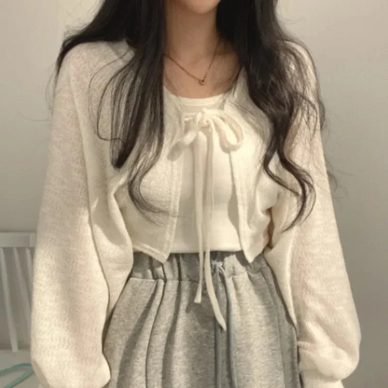 Thin White Cardigan Knitwear Jacket