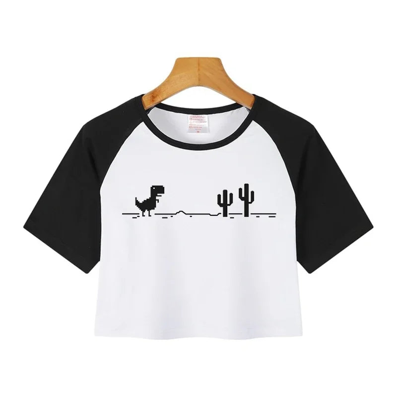 Y2K Casual Crop  Tee Shirt