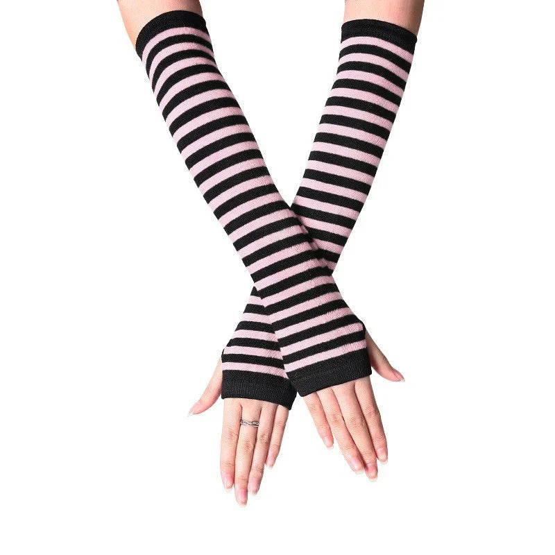 Striped Knitted Arm Warmers