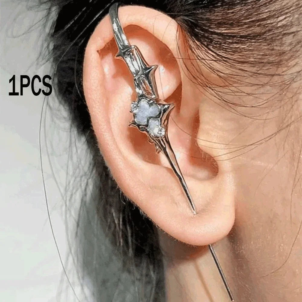 Dark Gothic Rose Cross Thorn Earring