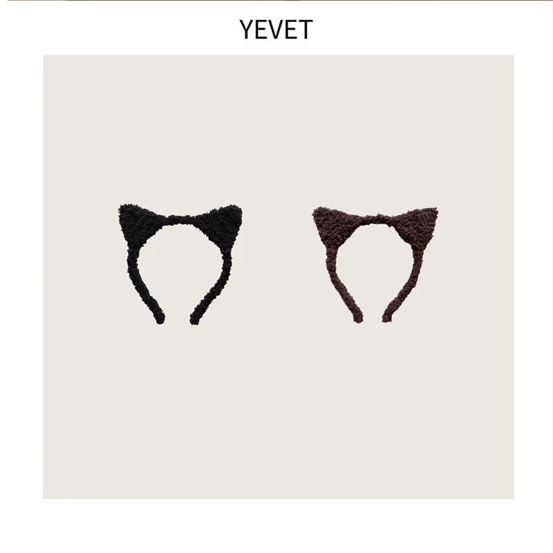 Cute Solid Plush Cat Ears Headband