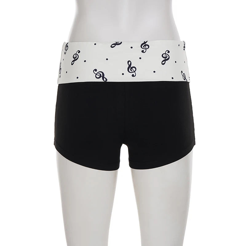 Y2k Music Note Print  Shorts