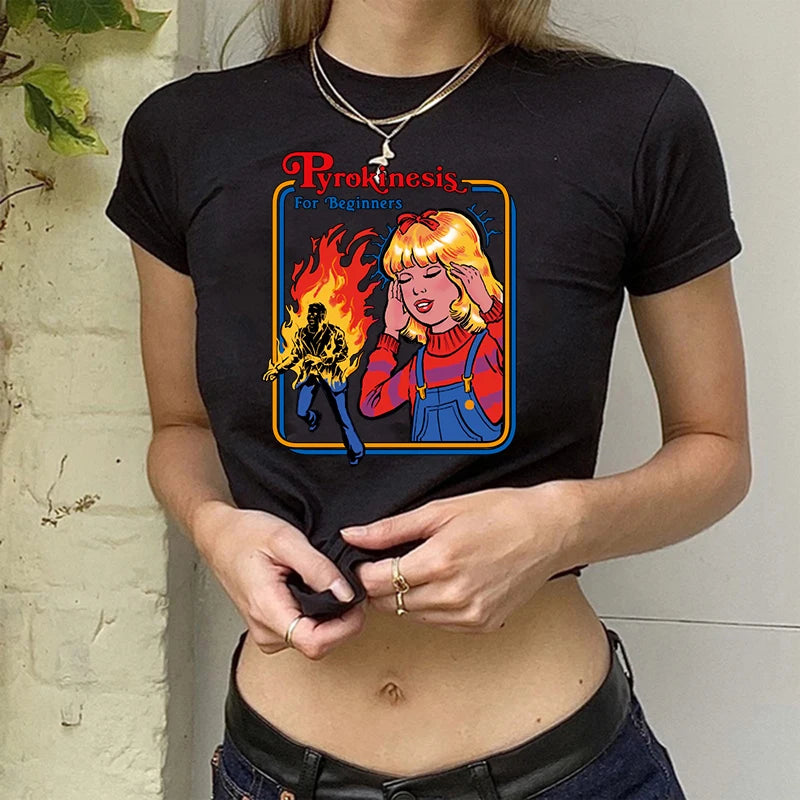Gothic Horror Y2k Aesthetic  Crop Top