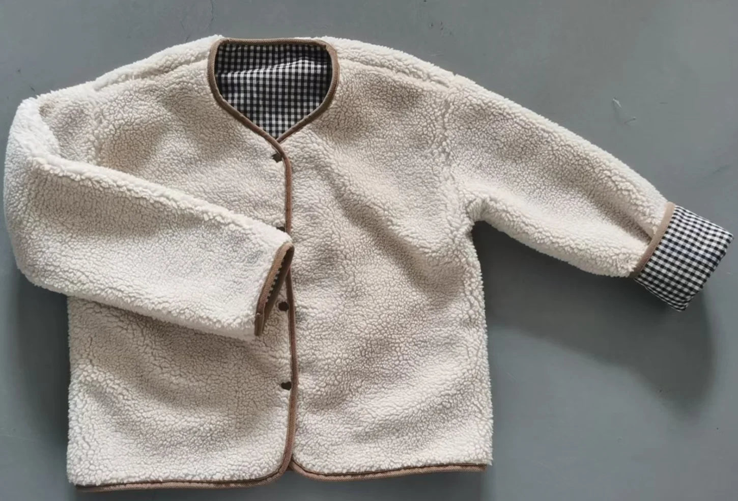 Two Sides Wear Plaid Plush Jacket