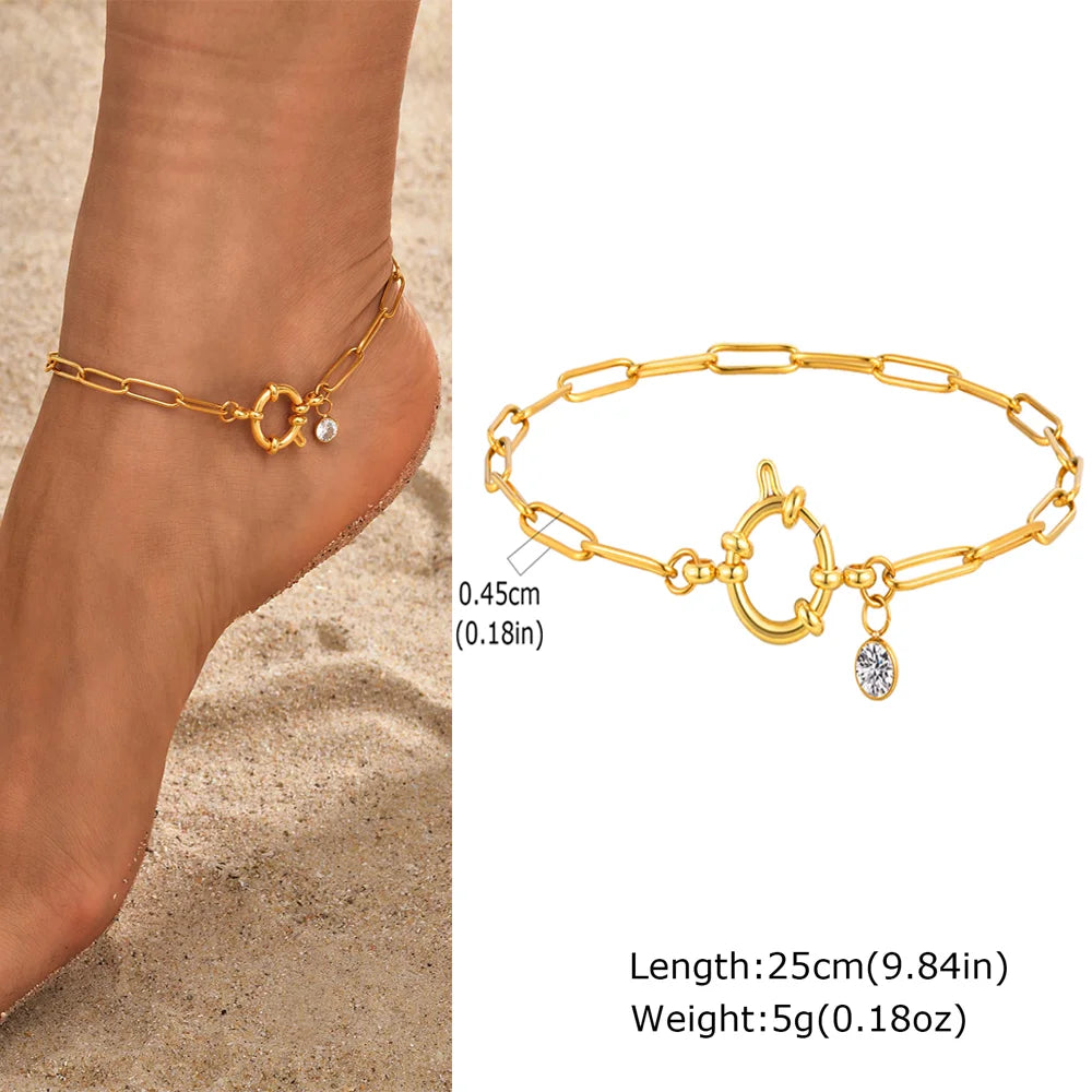 Stainless Steel Heart Anklets