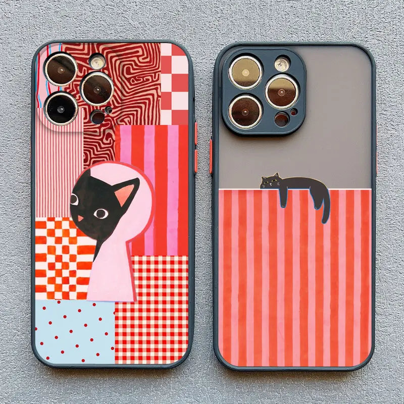 Artistic  Cat Striped Pattern Phone Case For iPhone