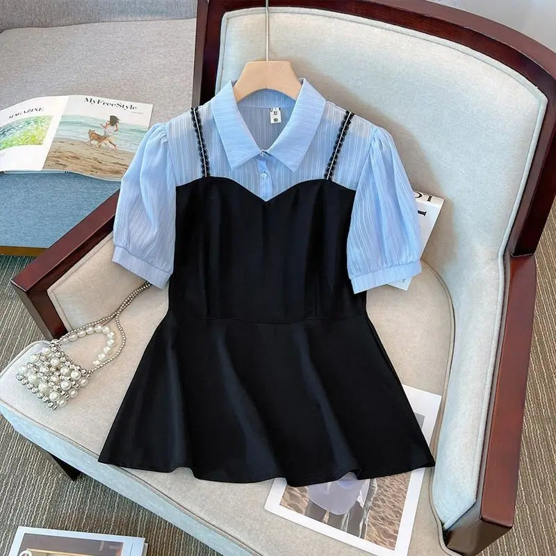 Elegant Blouse  Fake Two-piece