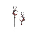 Red Moon Gem Asymmetric Earrings