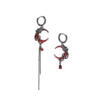 Red Moon Gem Asymmetric Earrings