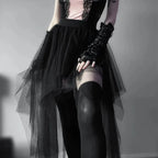 Punk Net Yarn High-Waisted Asymmetric Skirt