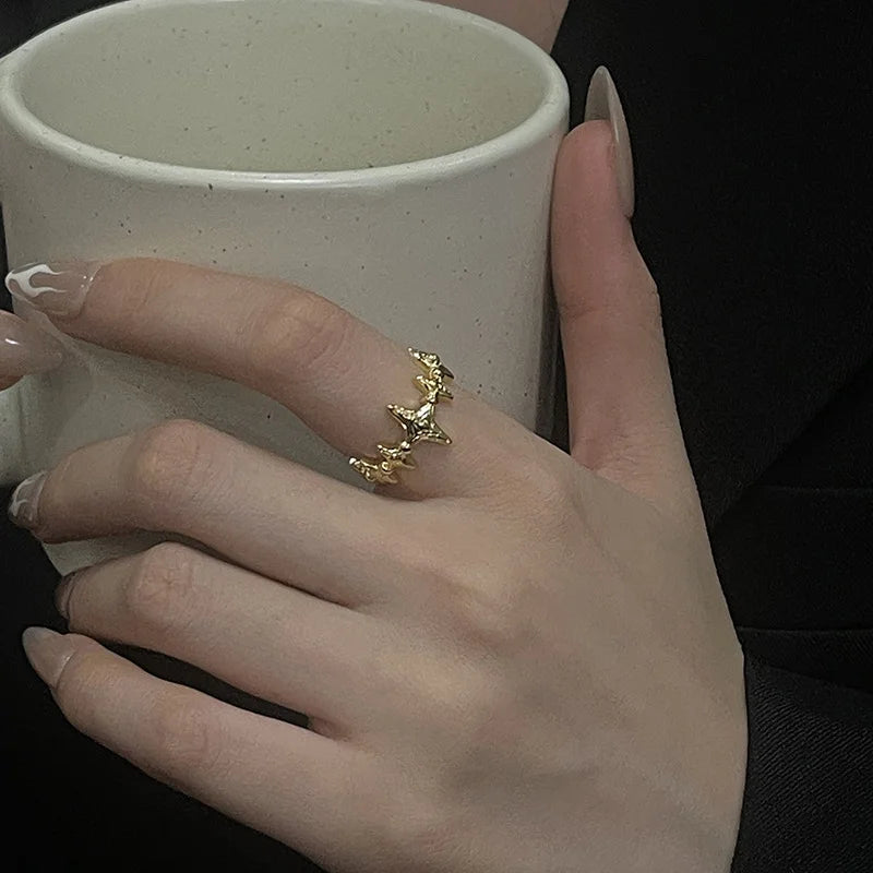 Irregular Cross Star Open Ring
