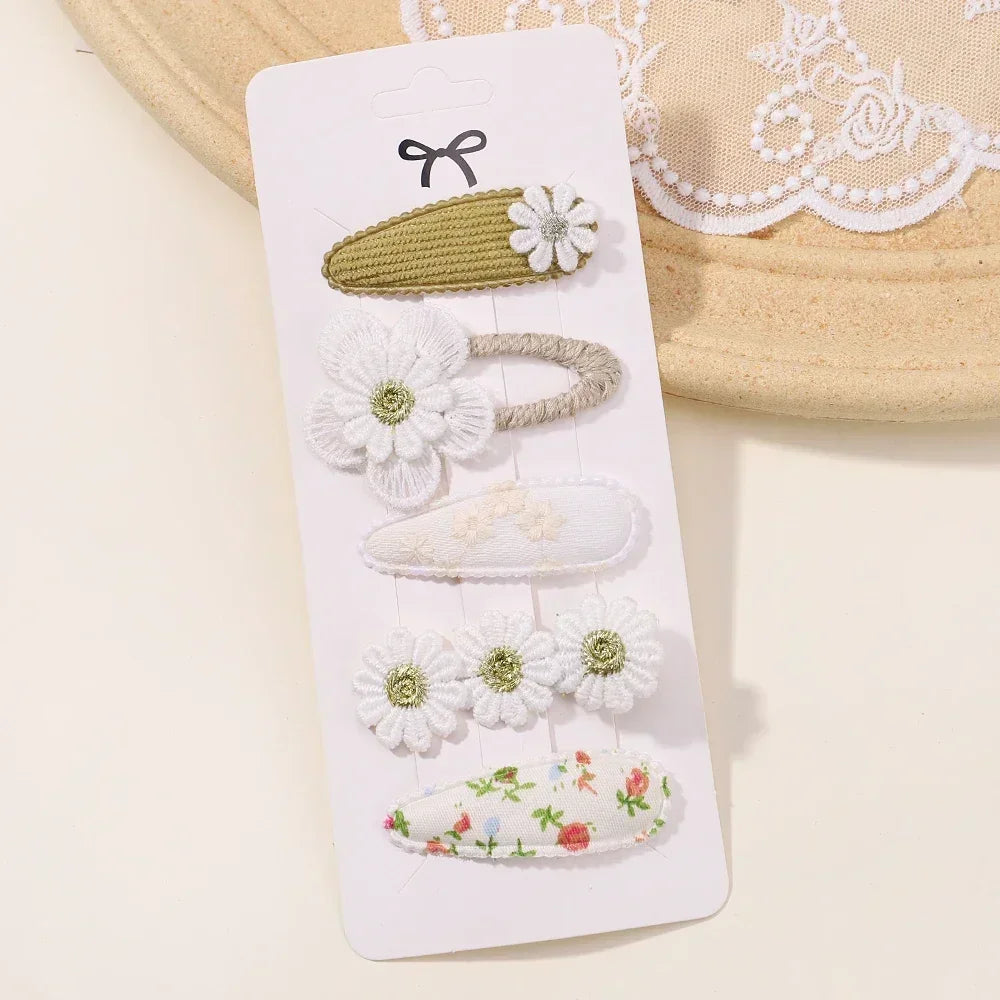 5Pcs/Set Cute Floral  Mini  Hair Clip Cute Floral