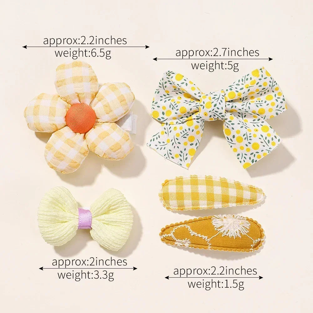5Pcs/Set Cute Floral  Mini  Hair Clip Cute Floral