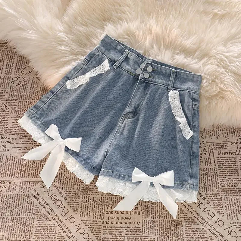 Blue High Waist Denim Shorts