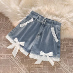 Blue High Waist Denim Shorts