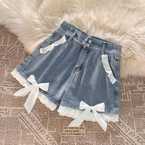 Blue High Waist Denim Shorts