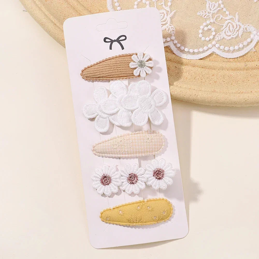 5Pcs/Set Cute Floral  Mini  Hair Clip Cute Floral