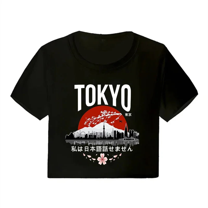 Y2K Casual Crop  Tee Shirt
