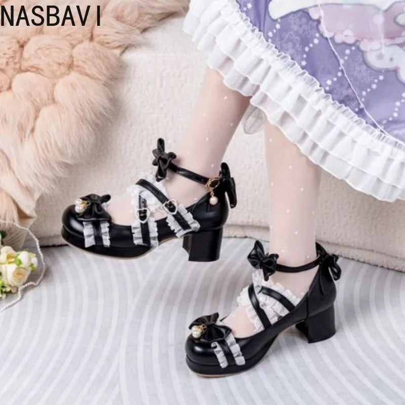 NASBAVI White Lace  Platform  Shoes