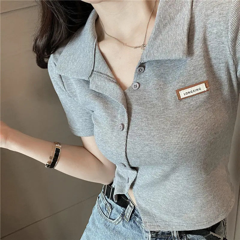 Y2K Polo  Crop Top