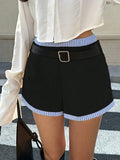 Striped Paneled Low-Rise A-line Shorts