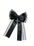 black lace bow hair clip