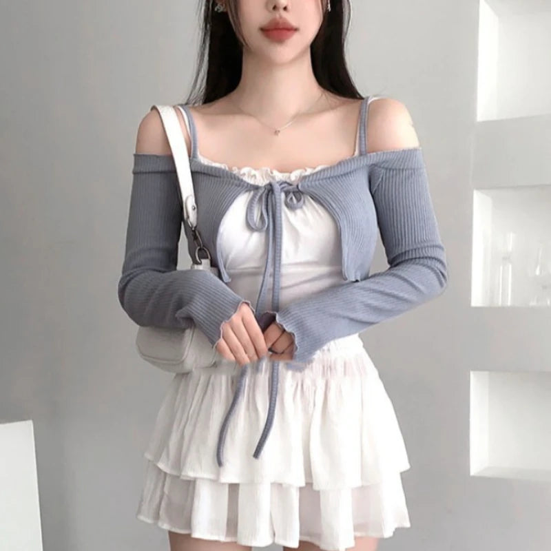 Off Shoulder Lace Up Coat