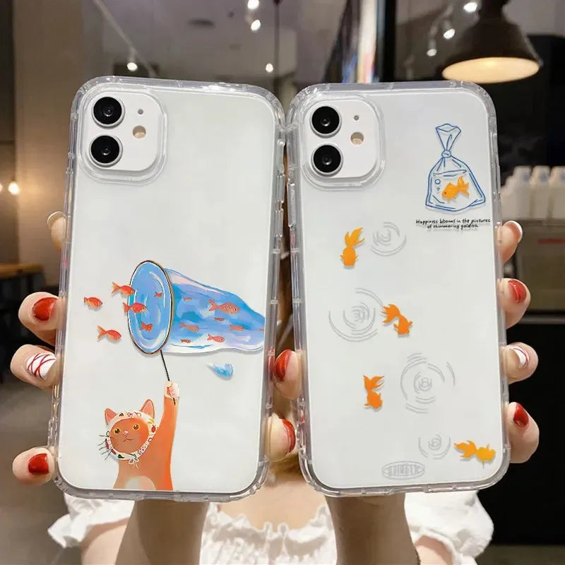 Cute Cat Fishing Phone Case For Samsung