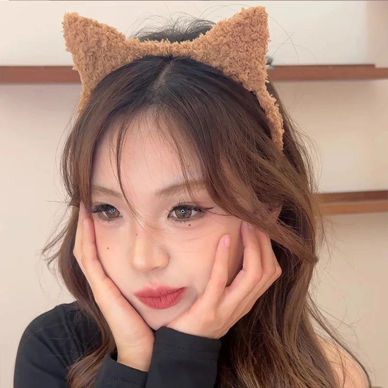 Cute Solid Plush Cat Ears Hairband