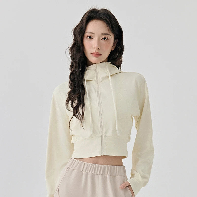 Fleece Zip Up  Cropped Hoodie Jacket