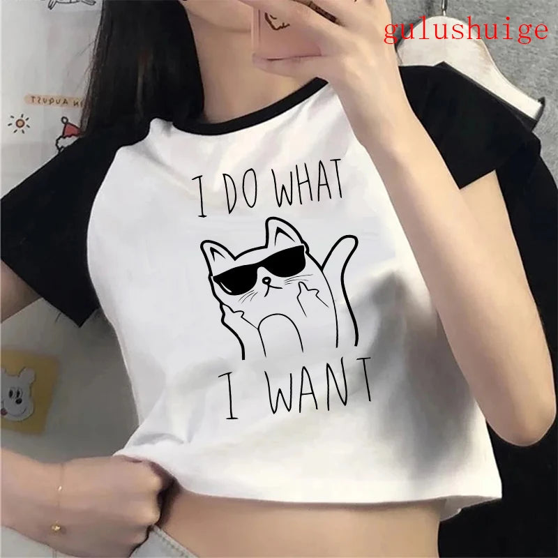 Funny Cat  Crop Top