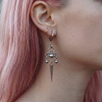 Punk Chain Splicing Rivet Earrings