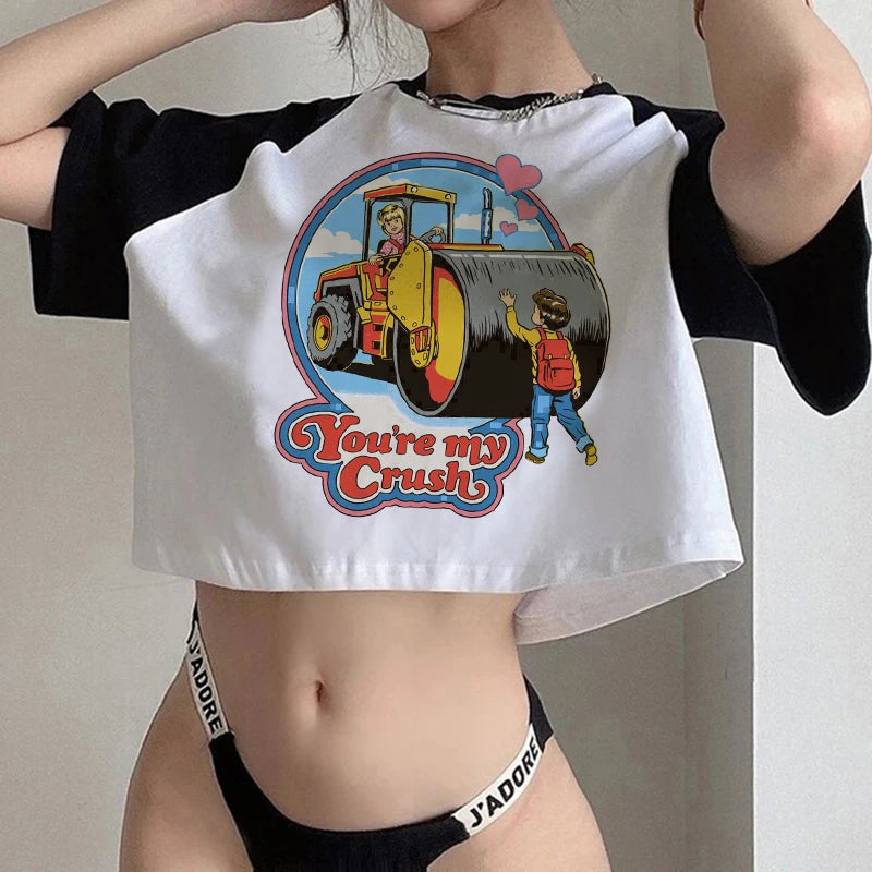 Gothic Horror Y2k Aesthetic  Crop Top