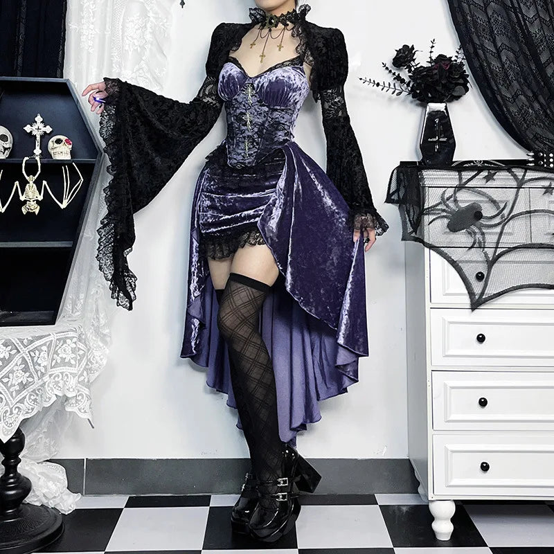 Goth Dark Gorgeous Victoria Velvet A-line Dress