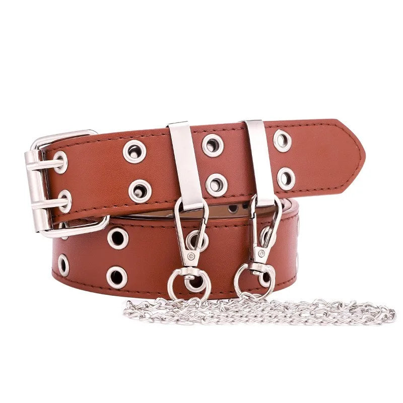 Gothic Double Ring Belt with Chain