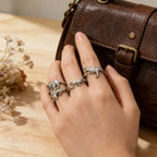 925 silver plated  cute dinosaur ring set