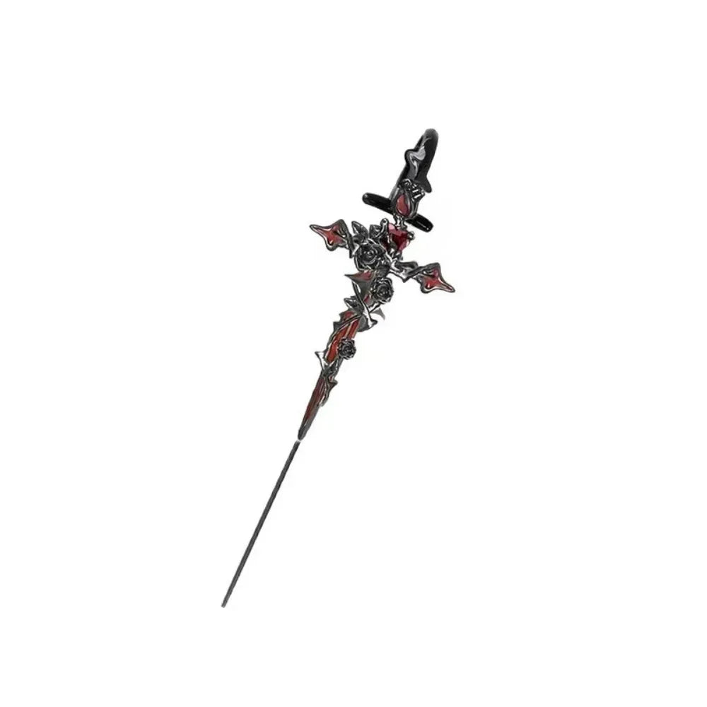 Dark Gothic Rose Cross Thorn Earring